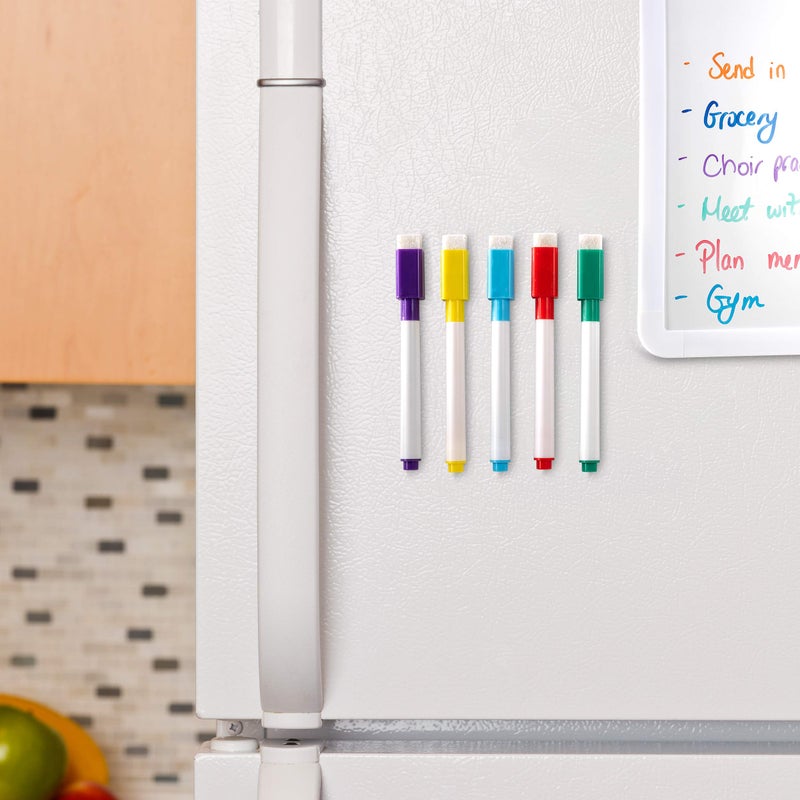 Manaloom Magnetic Dry-Erase Markers, Whiteboard Erasable Markers with Eraser Caps | Low Odor Dry Erase Marker | for Home, Office, School | 12 Colors (2 markers per color), Pack of 24 - Image 3
